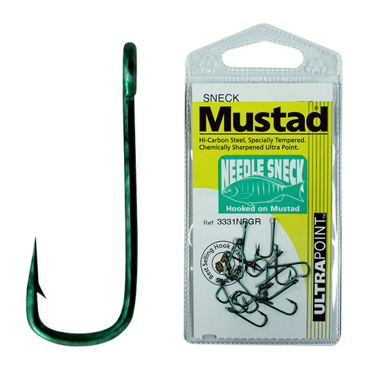 1 Packet of Mustad 3331NPGR Needle Sneck Weed Chemically Sharp Fishing Hooks