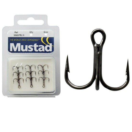 Mustad 35657BN Bream Treble Hooks - Chemically Sharpened Short Shank Trebles