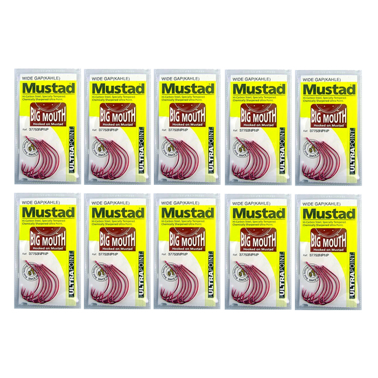 10 Packs of Mustad 37753NPNP Big Mouth Chemically Sharp Fishing Hooks