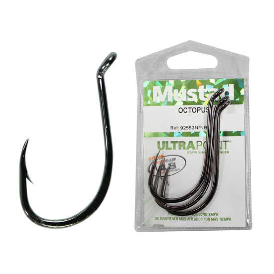1 Packet of Mustad 92553NPBN Octopus Chemically Sharp Fishing Hooks