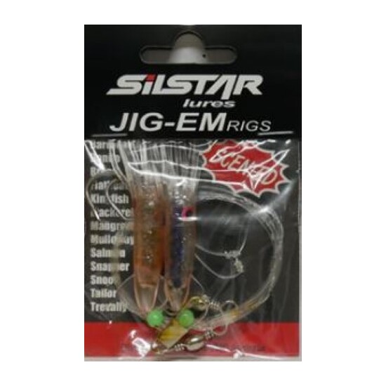 Silstar 5cm Natural Green/Purple Jig-Em Rig With Size 4 Hooks