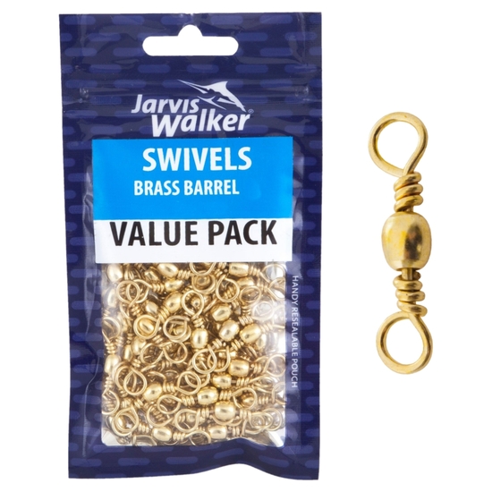 1 Packet of Jarvis Walker Brass Barrel Fishing Swivels - Value Pack