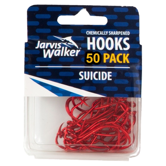 Jarvis Walker Size 1/0 Red Chemically Sharpened 100 Hook Value Pack