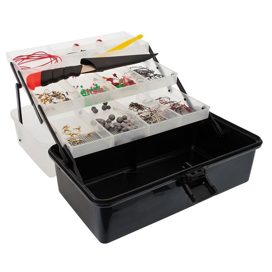 Jarvis Walker 3 Tray Fishing Tackle Box With 500 Pieces Of Tackle - Tackle Kit