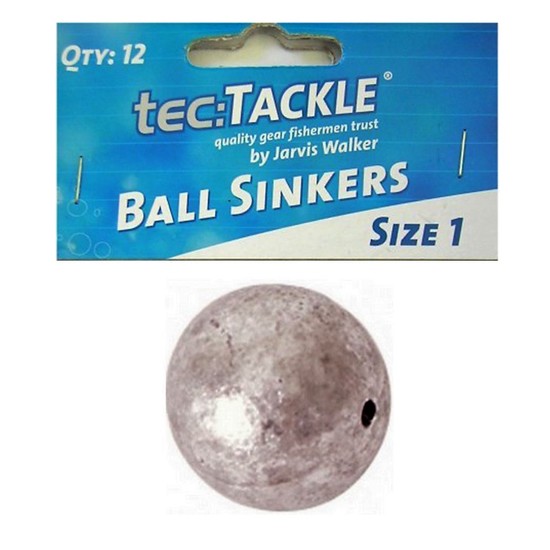12 x Jarvis Walker 1 Ball Sinkers - Pre Packed 1 Ball Fishing Sinkers