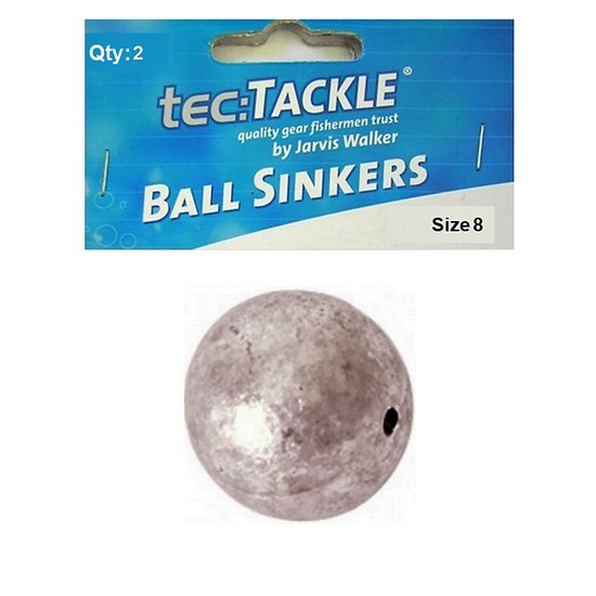 2 x Jarvis Walker 8 Ball Sinkers - Pre Packed 8 Ball Fishing Sinkers