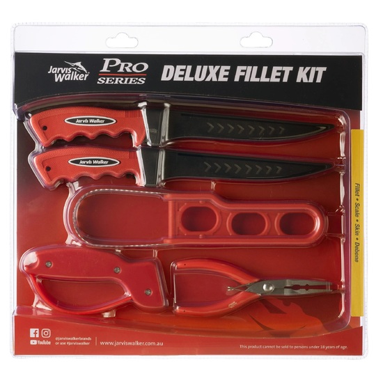 Jarvis Walker Deluxe Filleting Tool Kit-2 x Knives,Scaler,Pliers and Sharpener