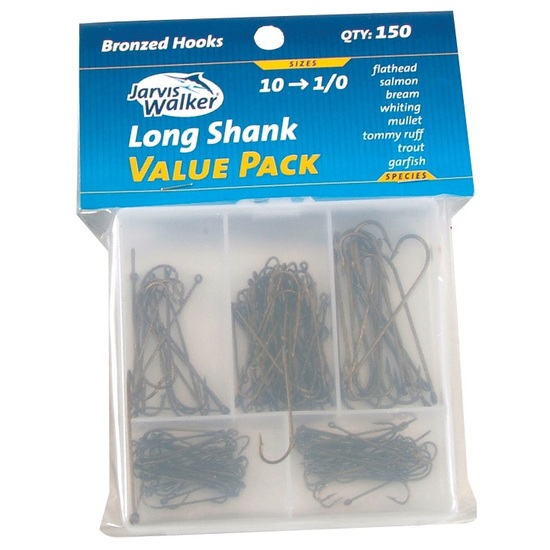 Jarvis Walker Assorted Long Shank Hook Pack - 150 Pce Value Pack