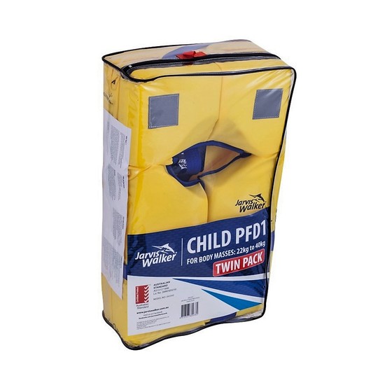 2 x Jarvis Walker Standard Child Life Jackets in Bag-Twin Pack of Child Type 1 PFDs