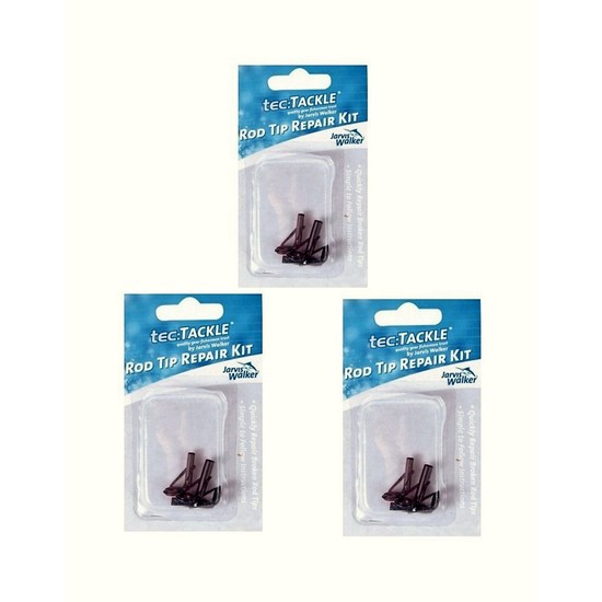 3 x Jarvis Walker Fishing Rod Tip Repair Kits - 9 Black Replacement Tips