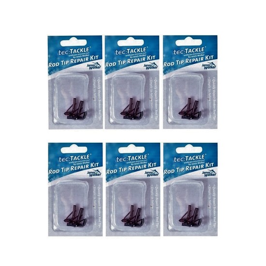 6 x Jarvis Walker Fishing Rod Tip Repair Kits - 18 Black Replacement Tips