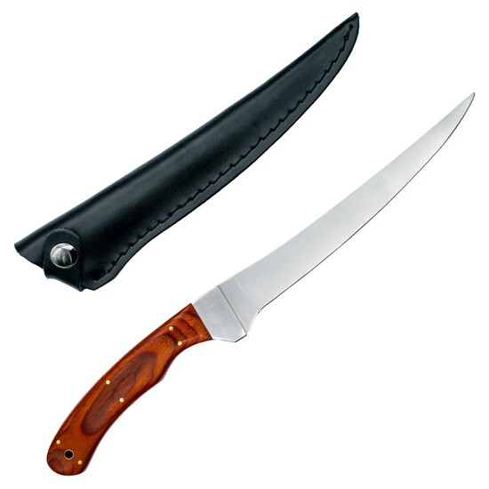 18cm Bladerunner KBR7FWH Wooden Handle Fillet Knife with Leather Sheath