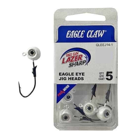 5 Pack of Pearl 1/8oz Eagle Claw Lazer Sharp Eagle Eye Size 2/0 Jig Heads