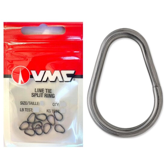 10 Pack of VMC Stainless Steel Line Tie Split Rings-Tear Drop Shaped Split Rings