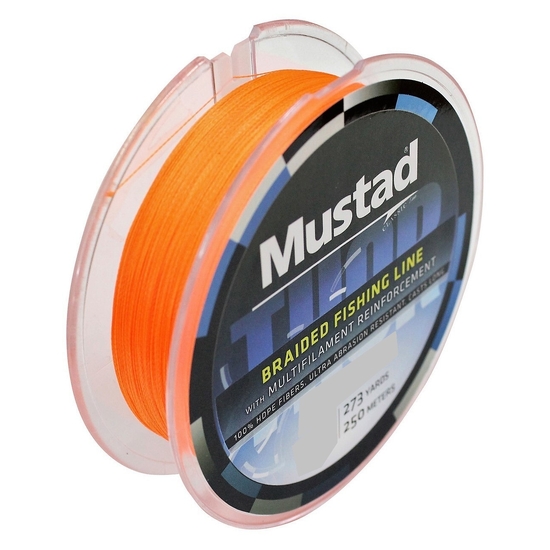 250m Spool of 100lb Mustad Thor Braid - 4 Strand Hot Orange Braided Fishing Line