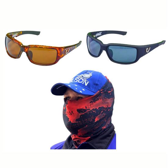 Mustad Hank Parker 102A Polarized Fishing Sunglasses with Venom Head Scarf