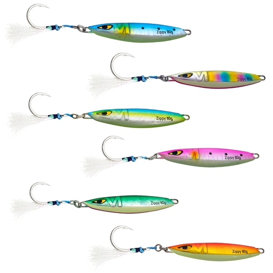 80gm Mustad Zippy Jig Lure-Metal Fishing Lure Rigged With Ultrapoint Assist Hook