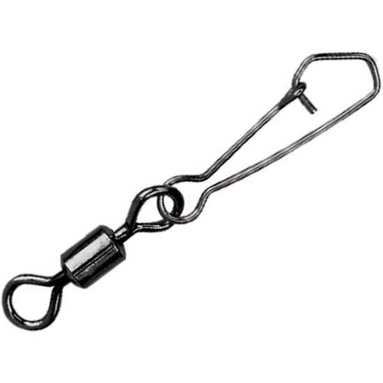 1 x Packet of Mustad Black Rolling Swivels with Hook Snaps