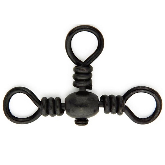 1 x Packet of Mustad Black Barrel 3 Way Crossline Swivels