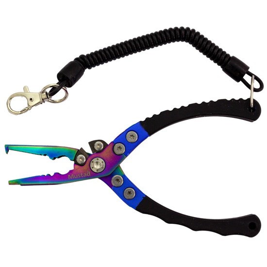 Mustad 6.5 Inch Hybrid Fishing Pliers with Split Ring Opener,Lanyard and Sheath