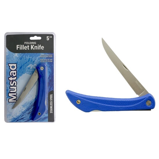 5 Inch Mustad Stainless Steel Folding Fillet Knife - Lock Knife