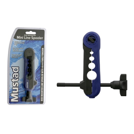 Mustad Rod Mounted Mini Fishing Line Spooler with Adjustable Tension Knob