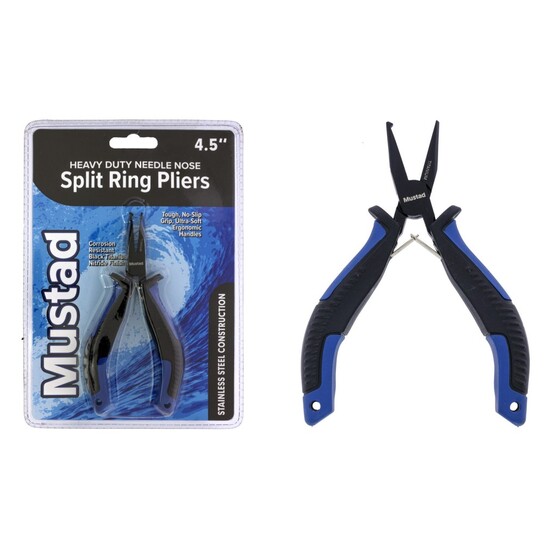 Mustad 4.5 Inch Heavy Duty Needle Nose Split Ring Pliers - Stainless Steel