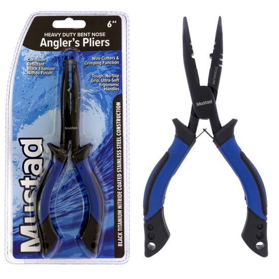 Mustad 8 Inch Heavy Duty Bent Nose Fishing Pliers