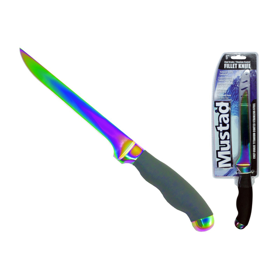 Mustad 6 Inch Rainbow Titanium Coated Fillet Knife - Chef Grade Filleting Knife
