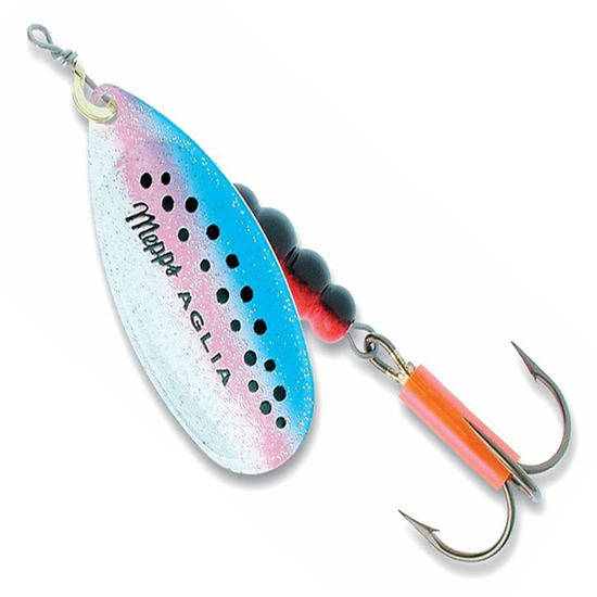 Mepps Lures Aglia Fluo Micropigments Spinner - Rainbow Silver Spinnerbait Fishing Lure