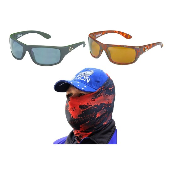 Mustad Hank Parker 100A Polarized Fishing Sunglasses with Venom Head Scarf