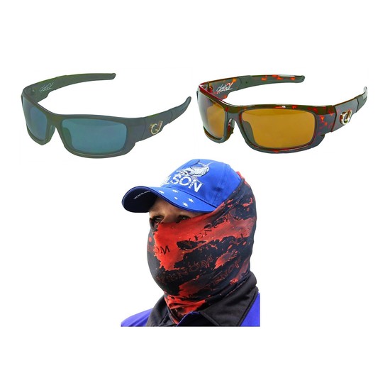 Mustad Hank Parker Polarized Fishing Sunglasses with Venom Head Scarf