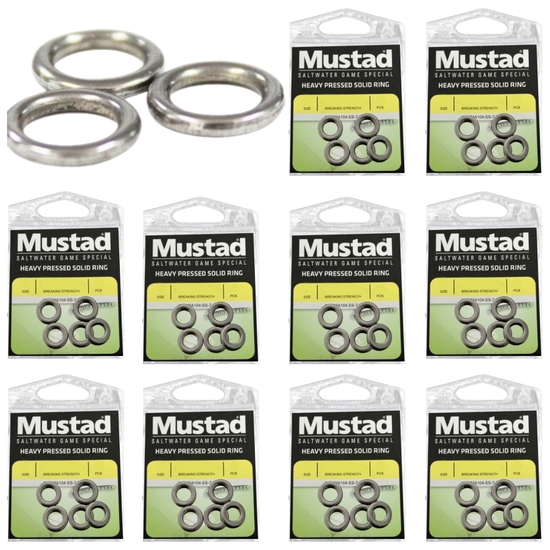 10 x Packets of Mustad Stainless Steel Heavy Pressed Solid Rings For Lures