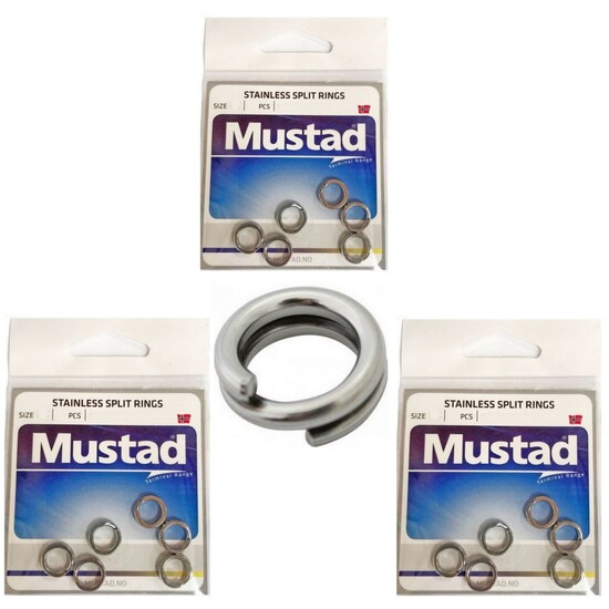 3 x Packets of Mustad Stainless Steel Split Rings For Fishing Lures