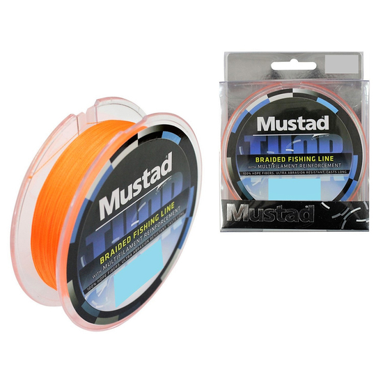 1 x 110m Spool of Mustad Thor Braid - 4 Strand Hot Orange Braided Fishing Line