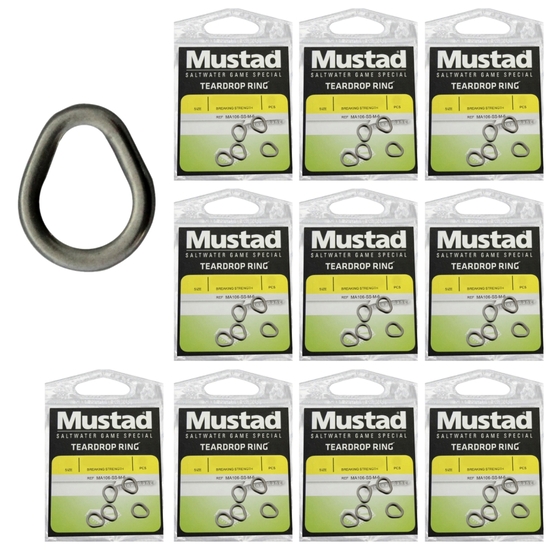 10 x Packets of Mustad Stainless Steel Teardrop Rings For Fishing Lures
