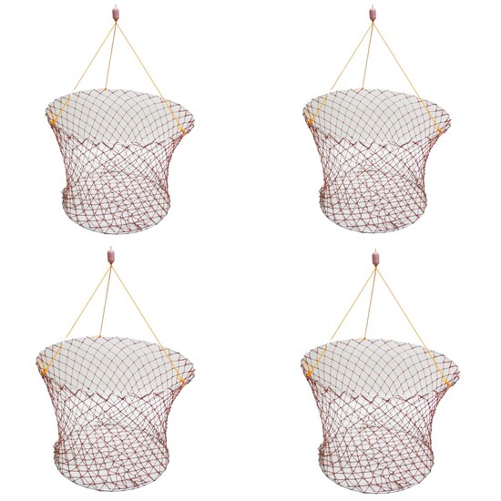 4 X Heavy Duty Double Ring Crayfish Nets/Traps with Mesh Base