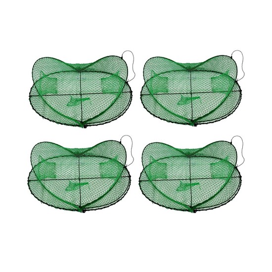 Seahorse Folding Opera House Trap With 75mm Rings - 4 Pack-Green Yabbie Net