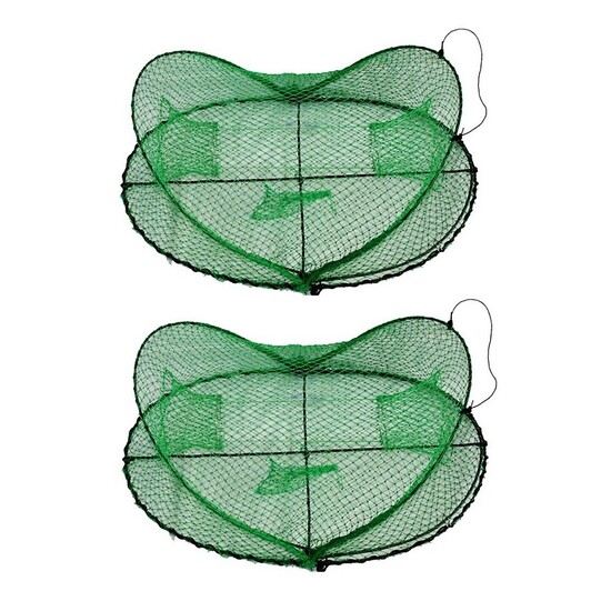 2 x Seahorse Folding Opera House Traps With 90mm Rings - Green Yabby Net