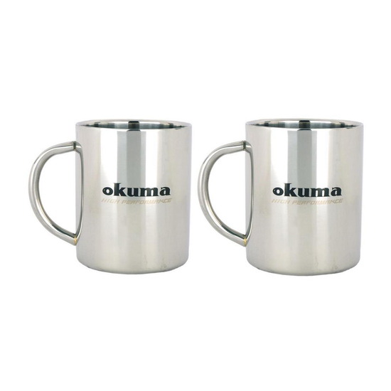 2 x Okuma Stainless Steel Coffee Mugs