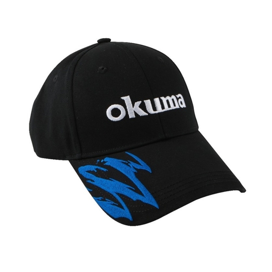 Okuma Black Motif Cotton Fishing Cap with Adjustment Strap - Fishing Hat