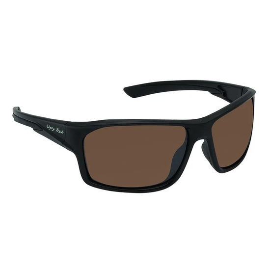 Ugly Fish PFN130 Recycled Fishing Net Black Frame/Brown Lens Wrap Sunglasses