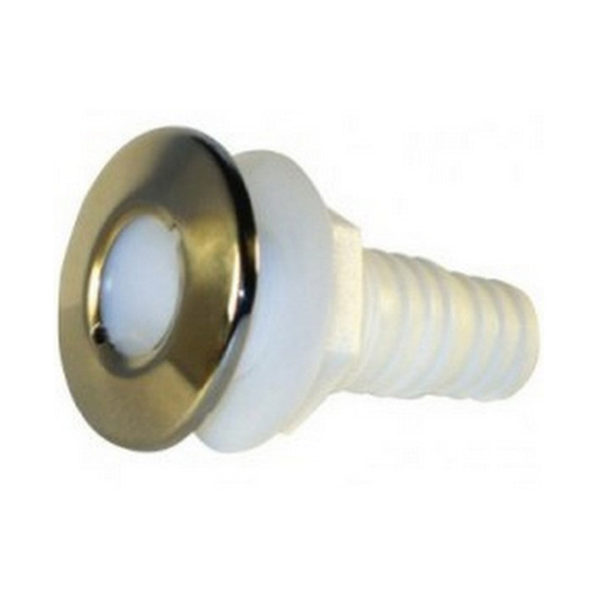 Platinum 25mm Skin Fitting with Stainless Steel Trim for Marine Plumbing