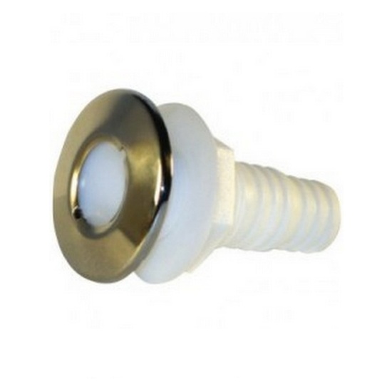37mm White Platinum Polypropylene Skin Fitting with Stainless Steel Trim