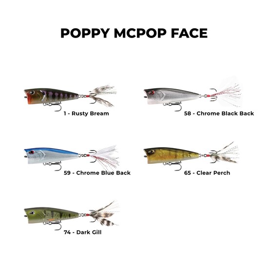 13 Fishing 75mm Poppy Mc Pop Face Topwater Popper Lure