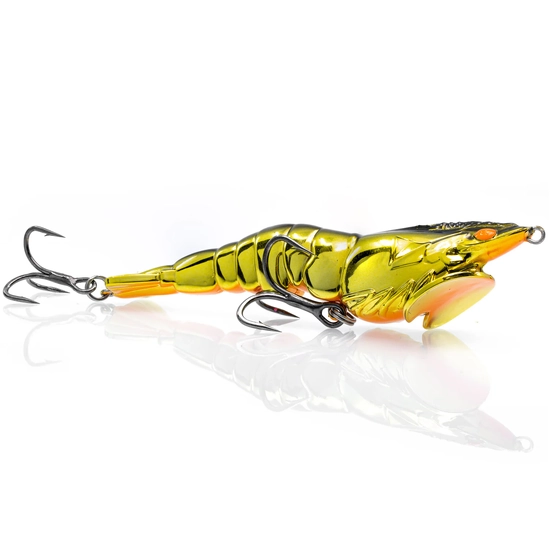 Chasebaits Lures 70mm Panic Prawn Topwater Lure - Gold Chrome