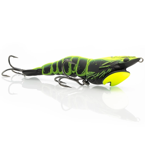 Chasebaits Lures 70mm Panic Prawn Topwater Lure - Black Tiger