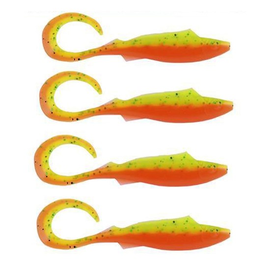 6 Pack of Berkley Powerbait 4 Inch Nemesis Soft Plastic Fishing Lures-Fire Tiger