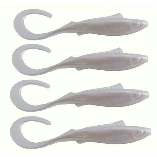 6 Pack of Berkley Powerbait 4" Nemesis Soft Plastic Fishing Lures - Pearl White