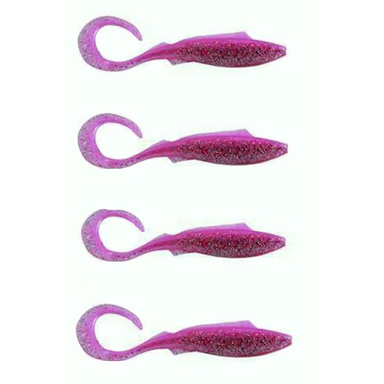 6 Pack of Berkley Powerbait 4 Inch Nemesis Soft Plastic Fishing Lures -Pink Glitter